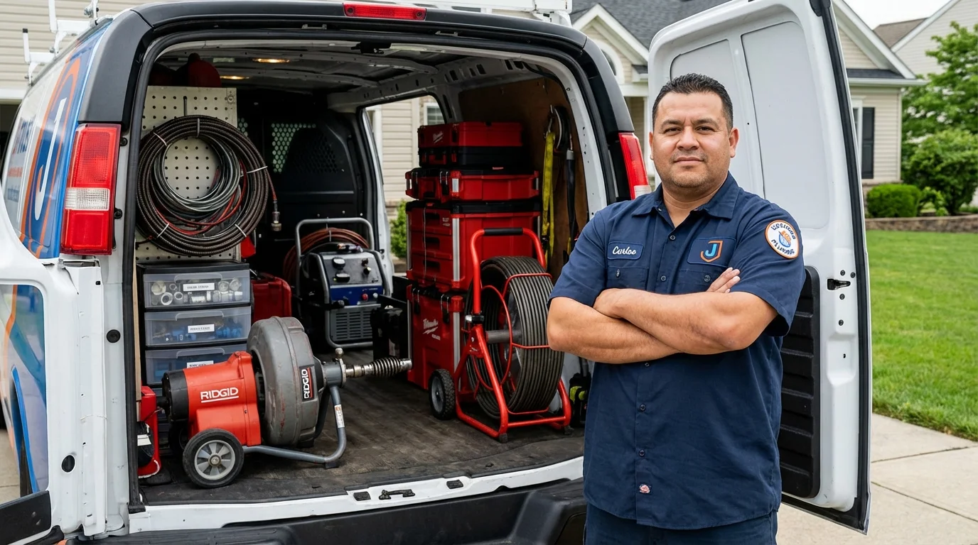 Professional drain cleaning equipment and Johns Plumbing LLC plumber in Mayodan
