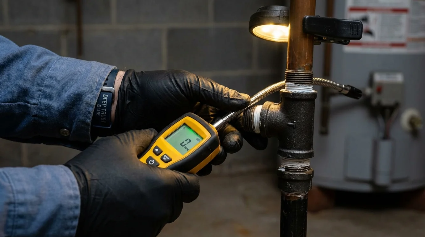 Gas leak detection with electronic sniffer by Johns Plumbing LLC in Mayodan